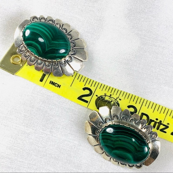 Sterling and malachite earrings - Picture 5 of 8
